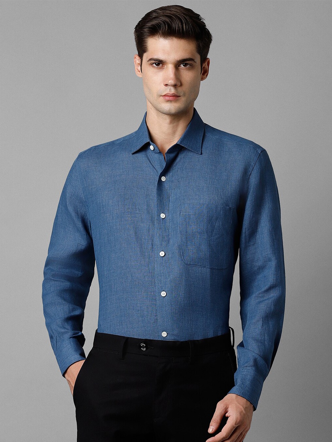 

Luxure by Louis Philippe Slim Fit Linen Formal Shirt, Blue