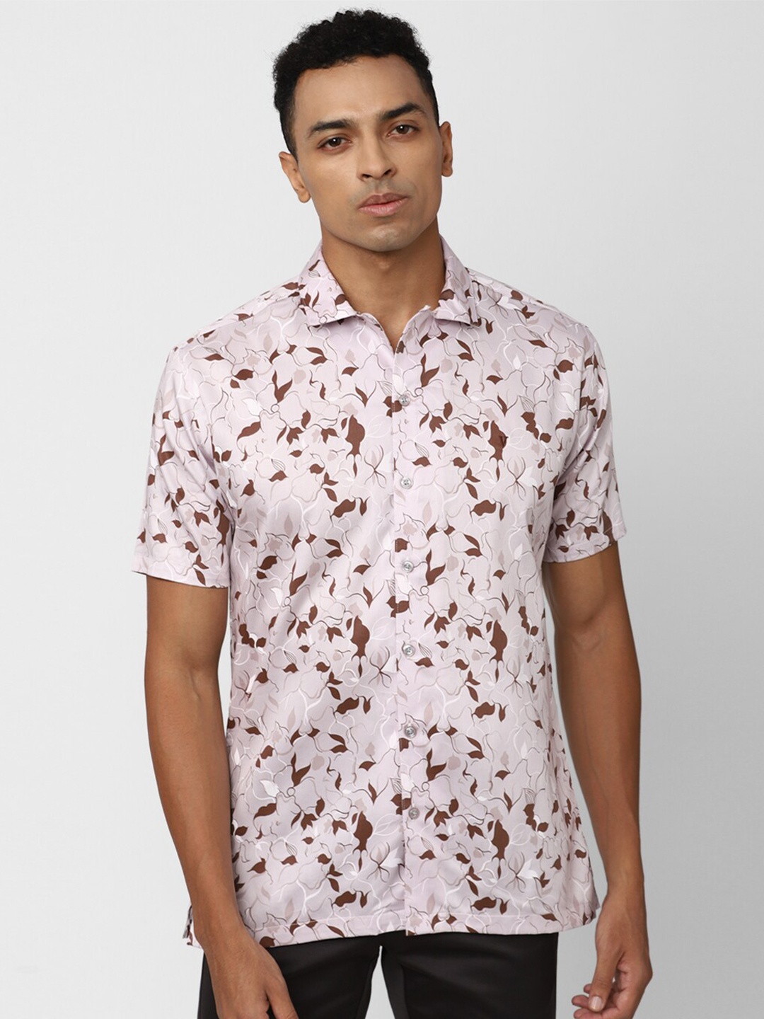 

V Dot Slim Fit Opaque Printed Casual Shirt, Pink