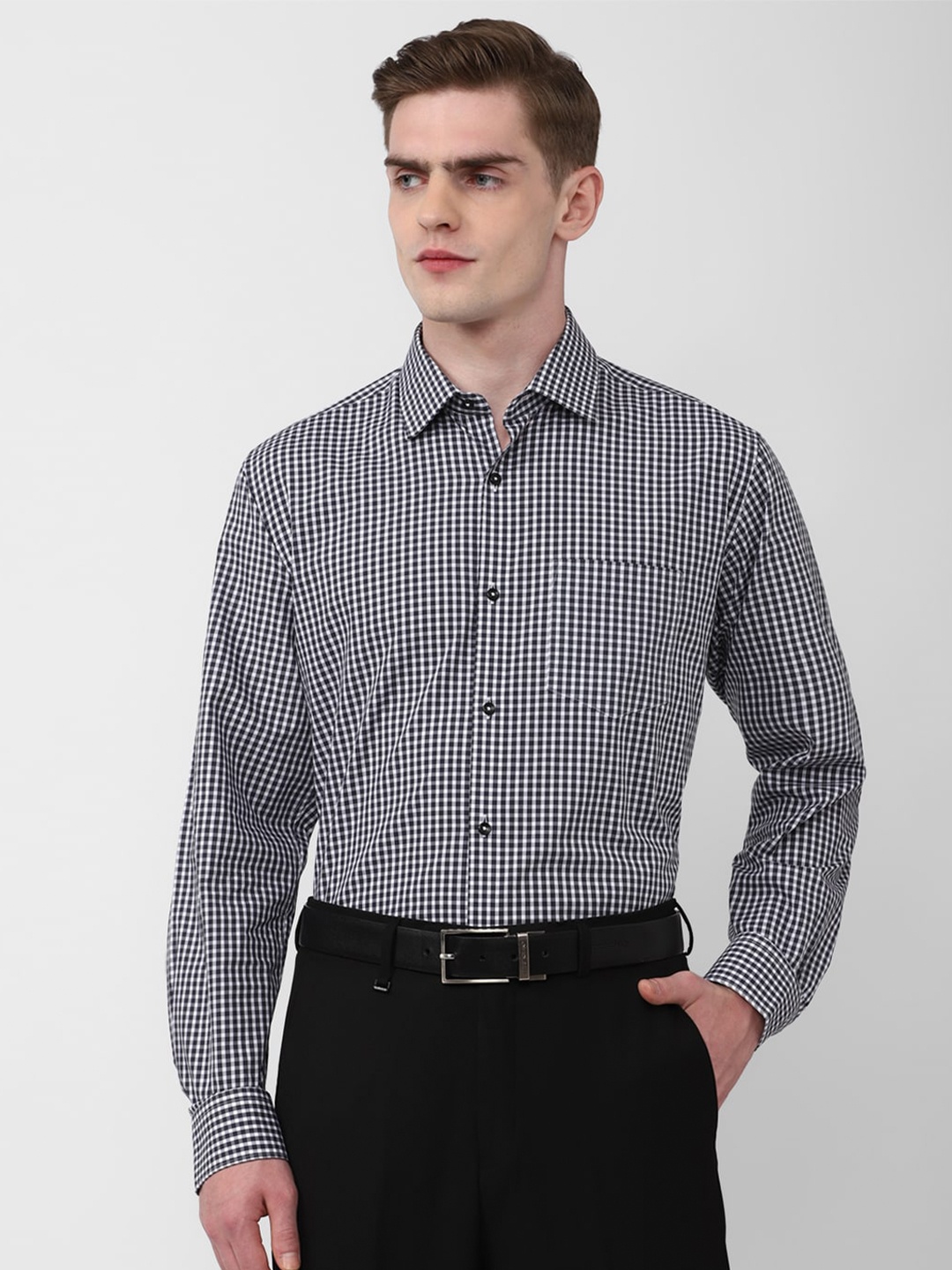 

Van Heusen Other Checks Cotton Formal Shirt, Black