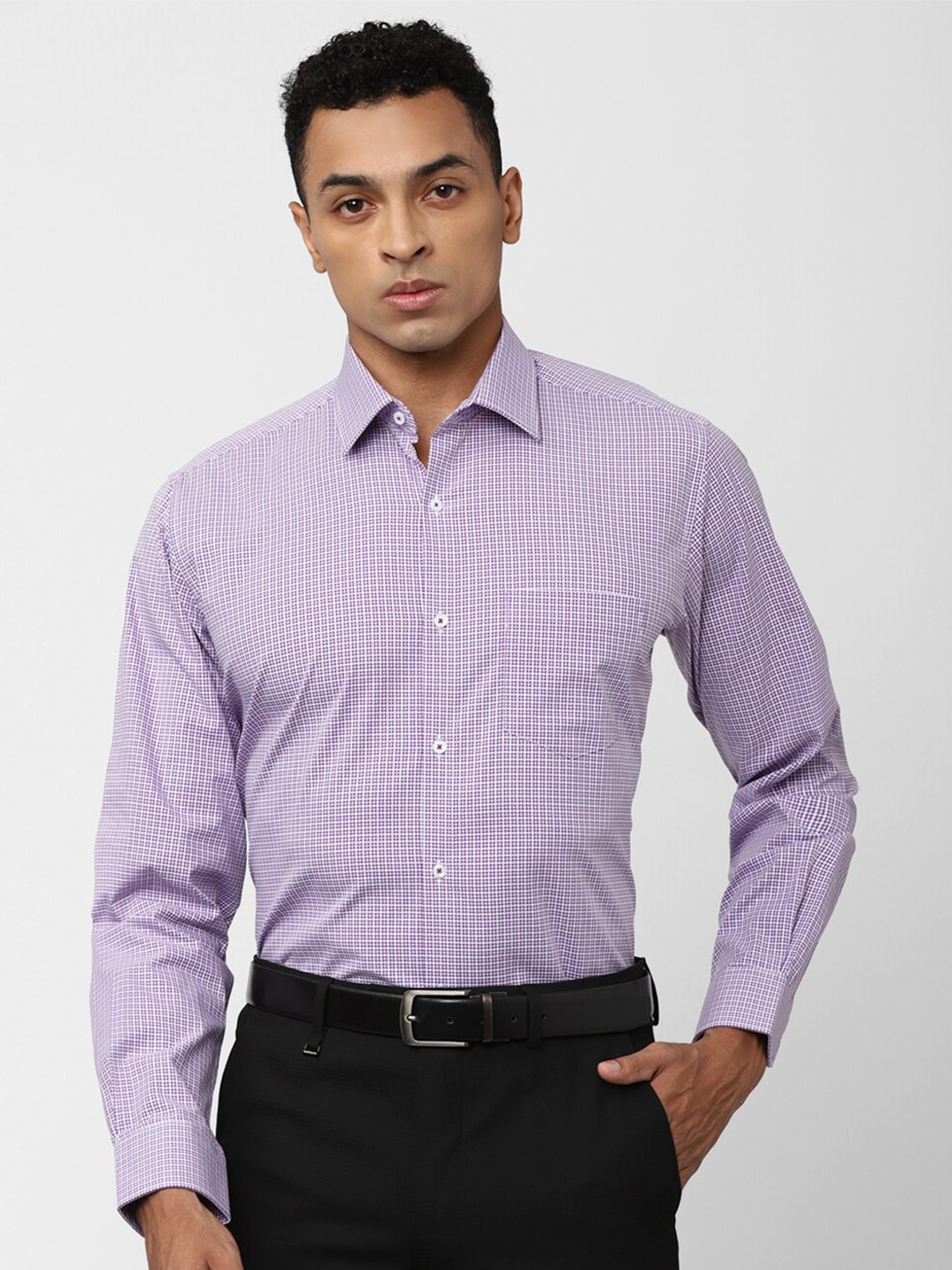 

Van Heusen Micro Checks Cotton Formal Shirt, Purple