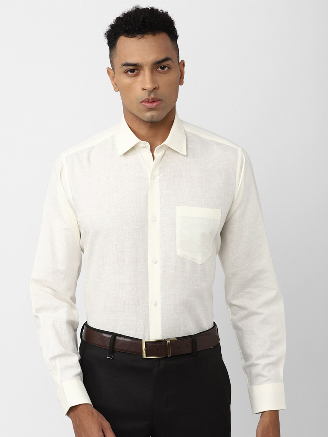 

Van Heusen Cotton And Linen Formal Shirt, Cream