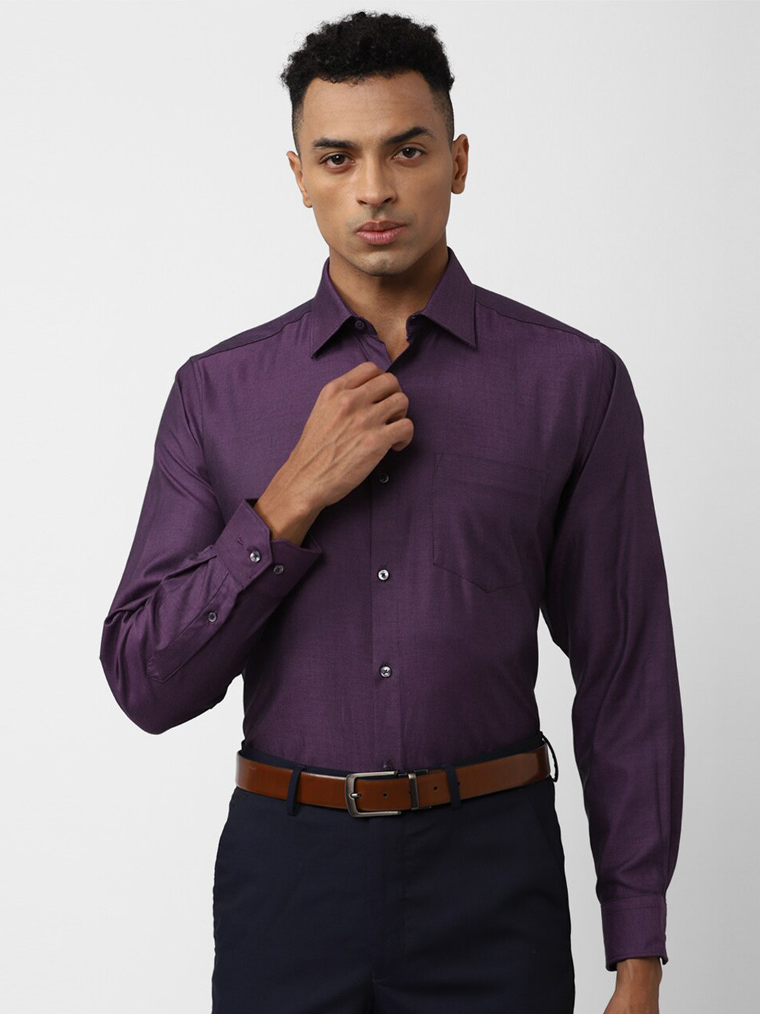 

Van Heusen Self Design Pure Cotton Formal Shirt, Purple