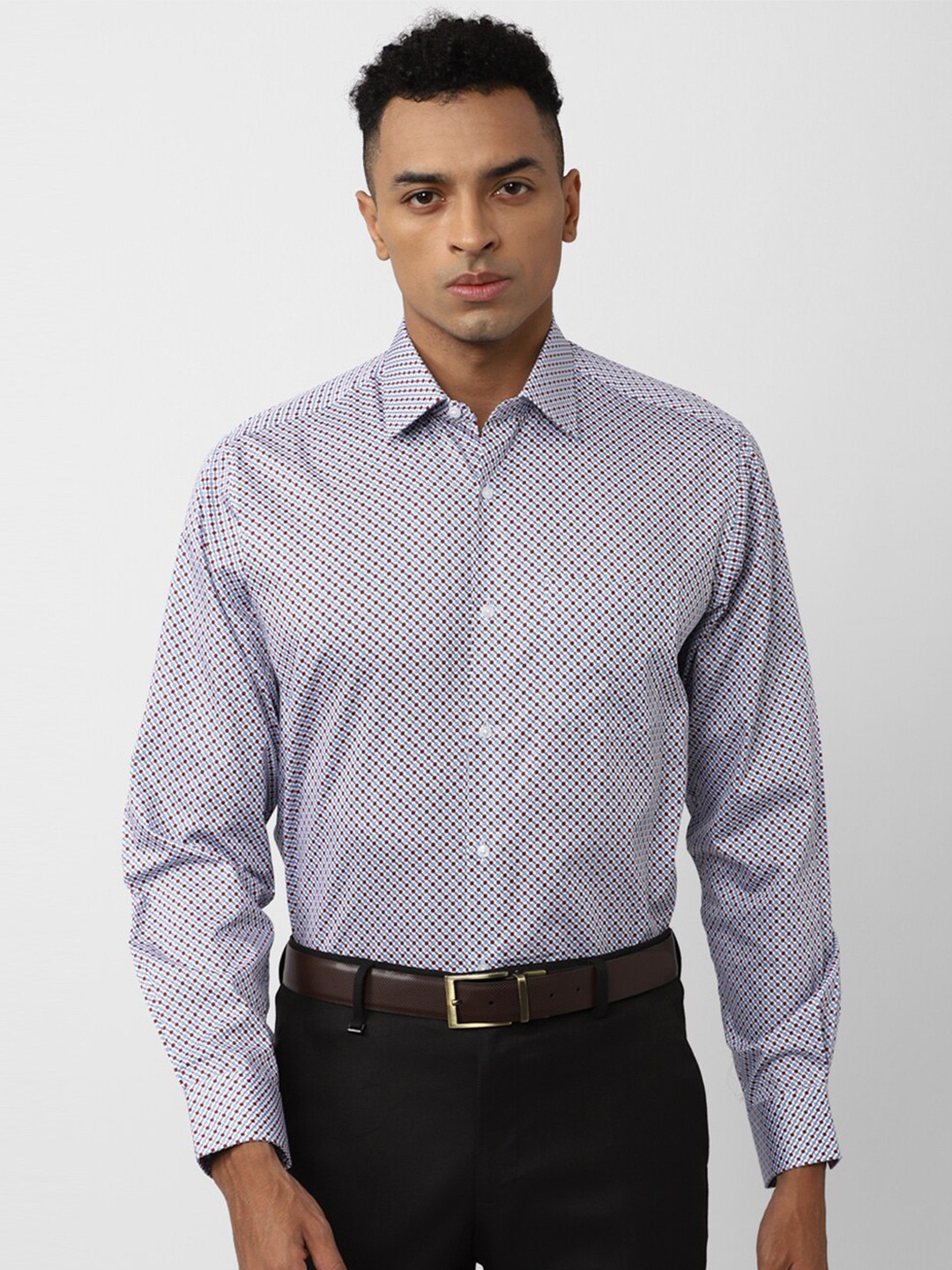 

Van Heusen Micro Ditsy Printed Pure Cotton Formal Shirt, Purple