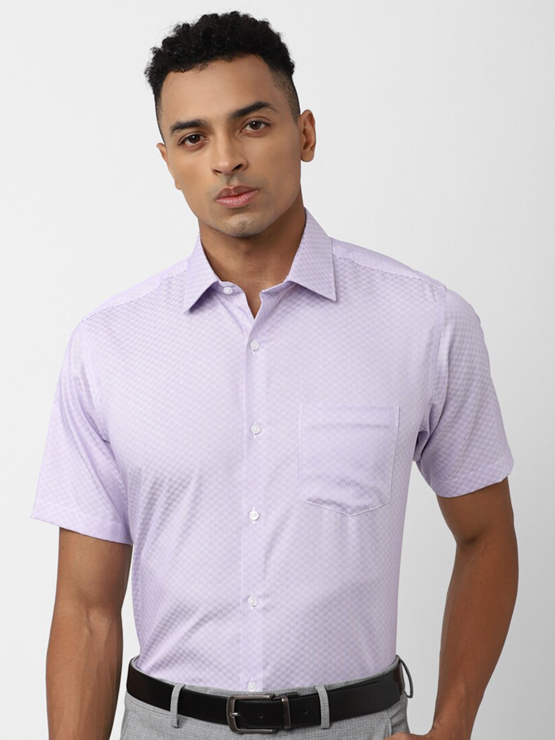 

Van Heusen Checked Cotton Formal Shirt, Lavender