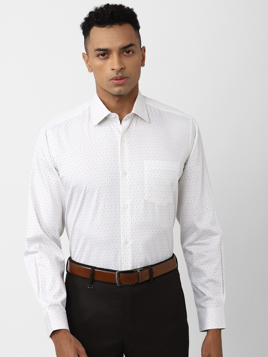 

Van Heusen Micro Ditsy Printed Cotton Formal Shirt, White