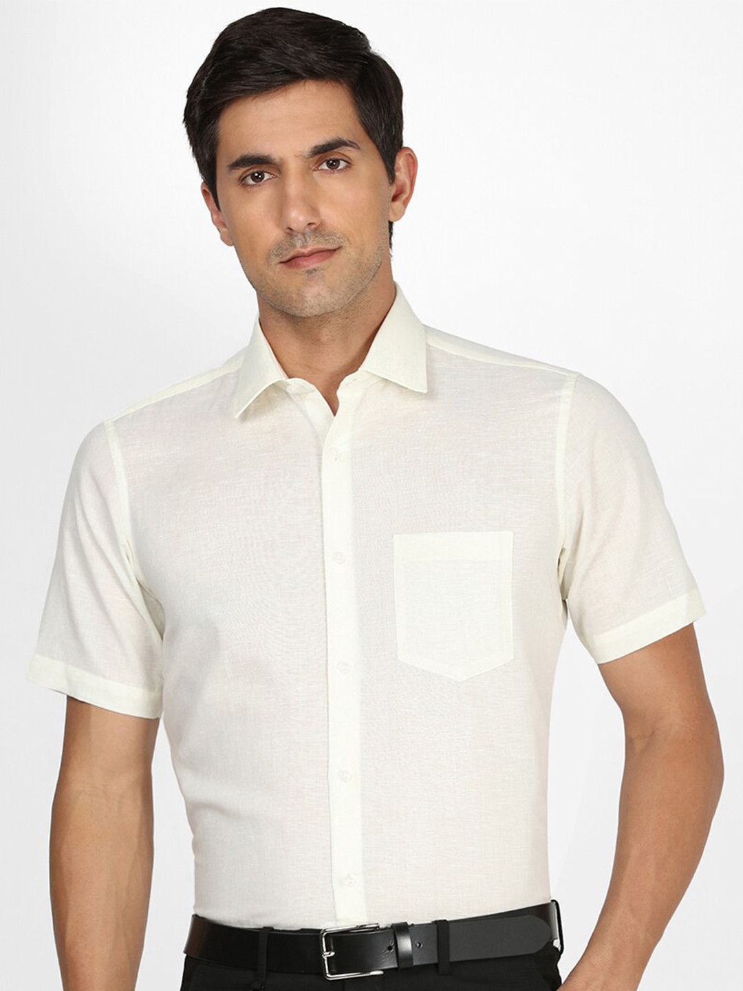 

Van Heusen Cotton Linen Formal Shirt, Cream