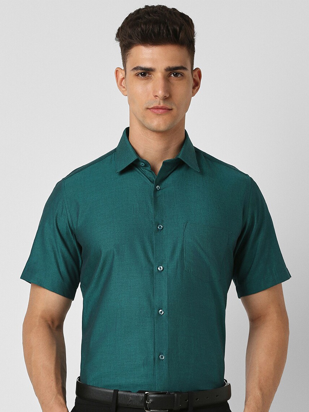 

Van Heusen Spread Collar Cotton Formal Shirt, Green