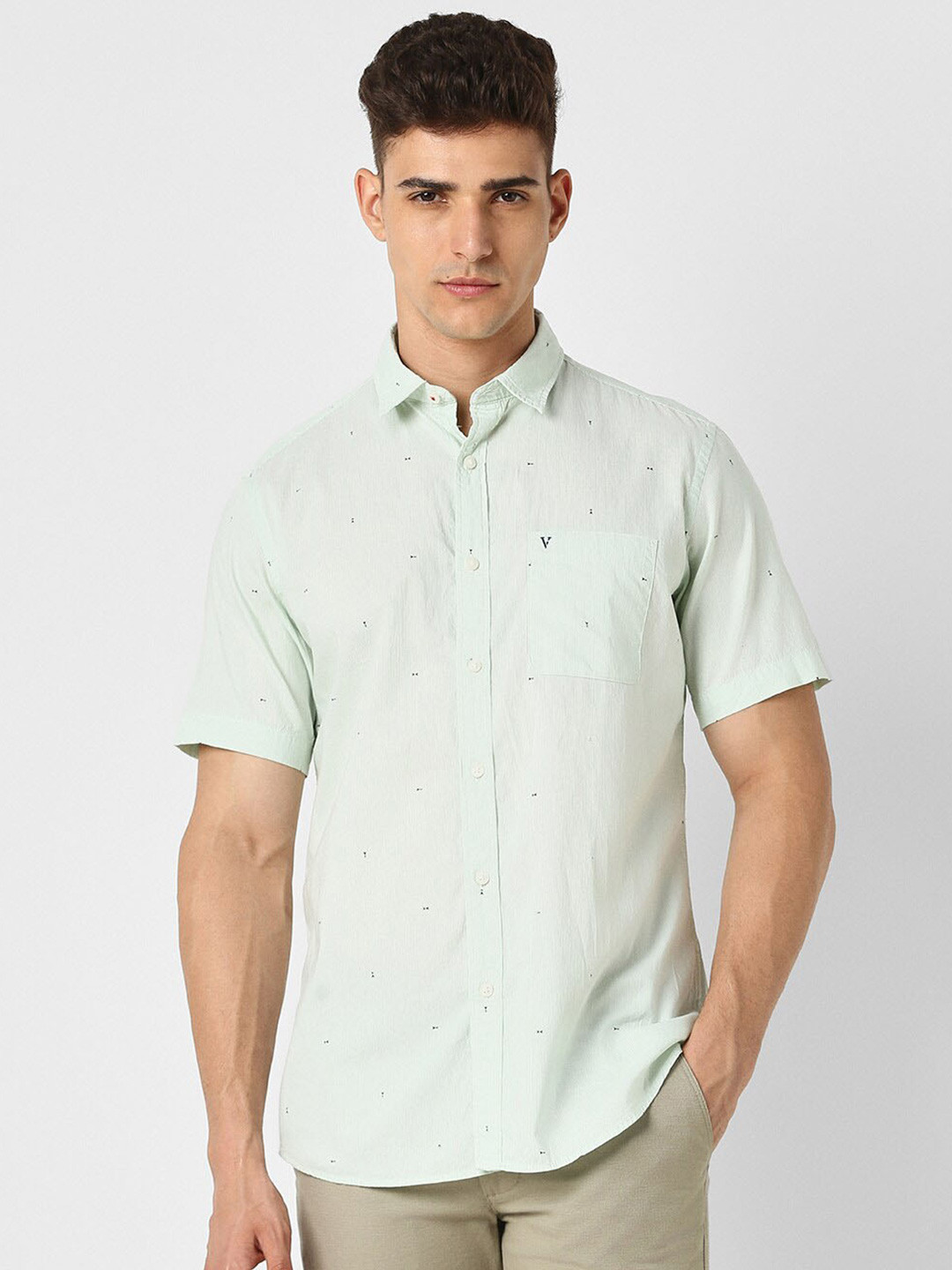 

Van Heusen Sport Men Printed Comfort Slim Fit Cotton Casual Shirt, Green