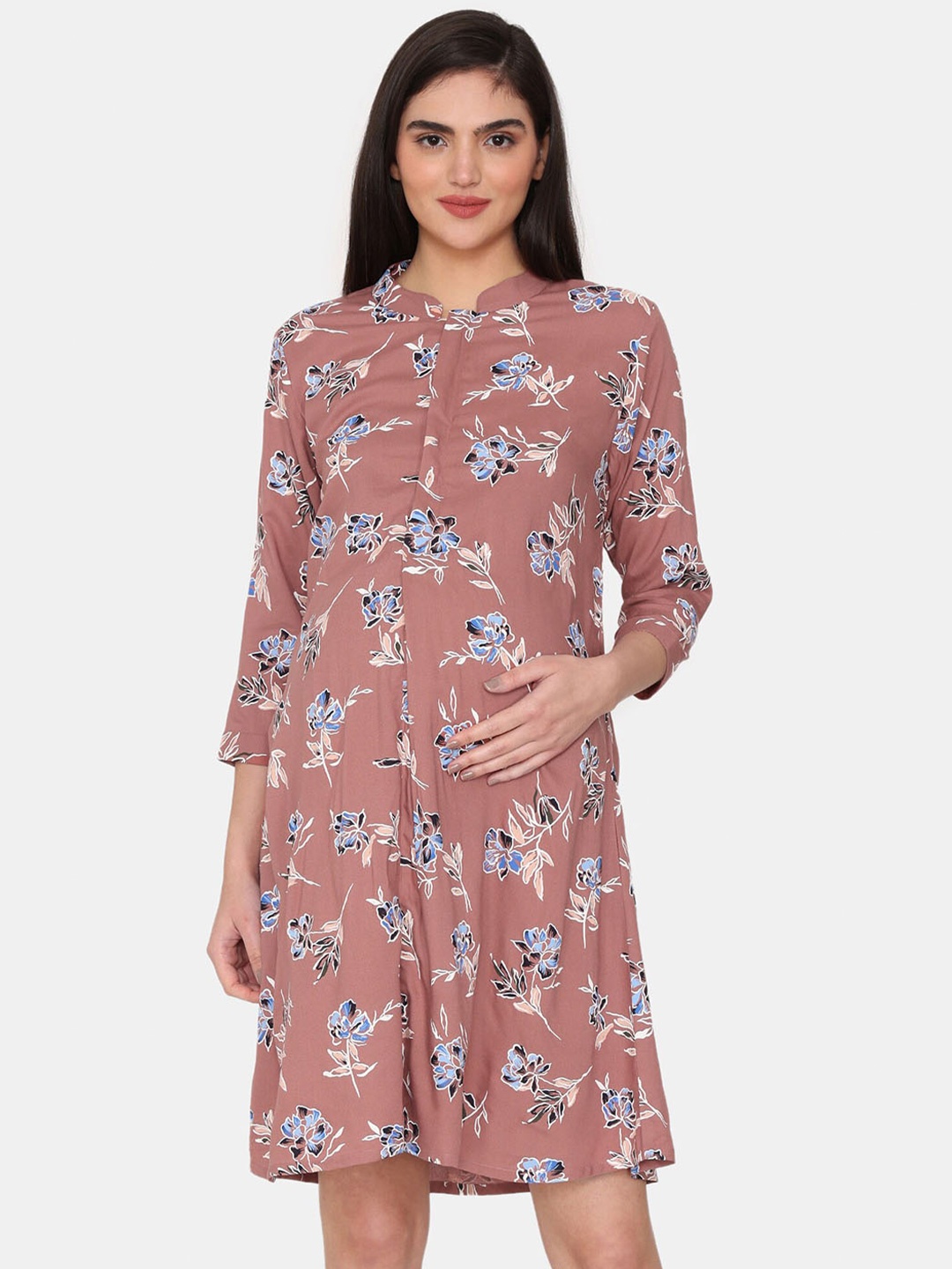 

Coucou by Zivame Floral Printed Maternity Nightdress, Brown