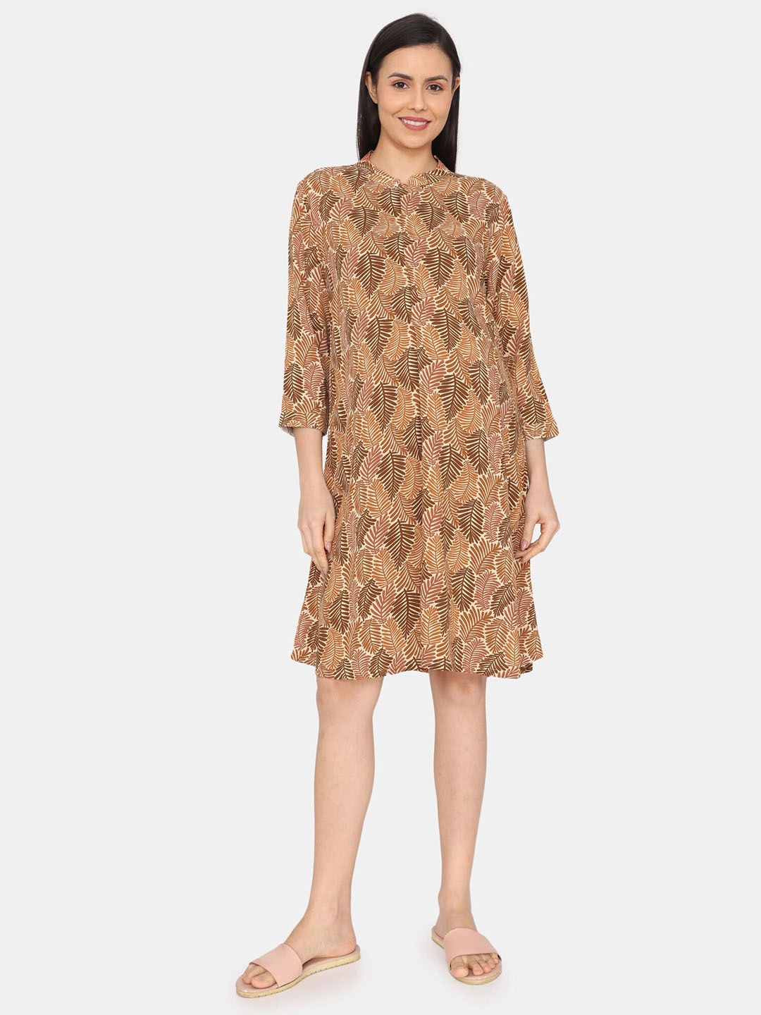 

Coucou by Zivame Printed Maternity Nightdress, Brown