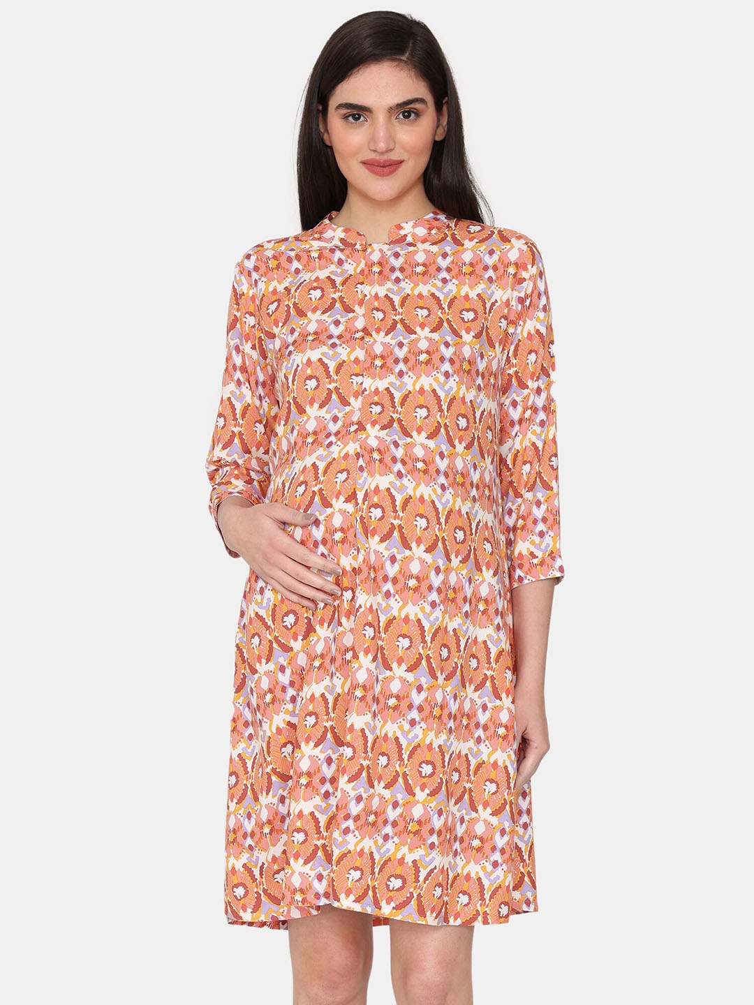 

Coucou by Zivame Printed Maternity Nightdress, Orange