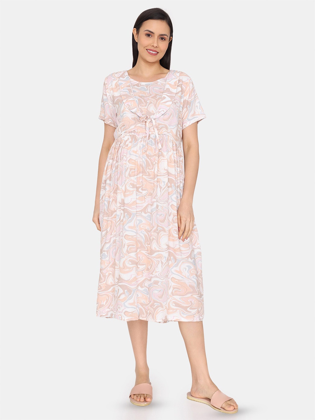 

Coucou by Zivame Printed Maternity Nightdress, Pink