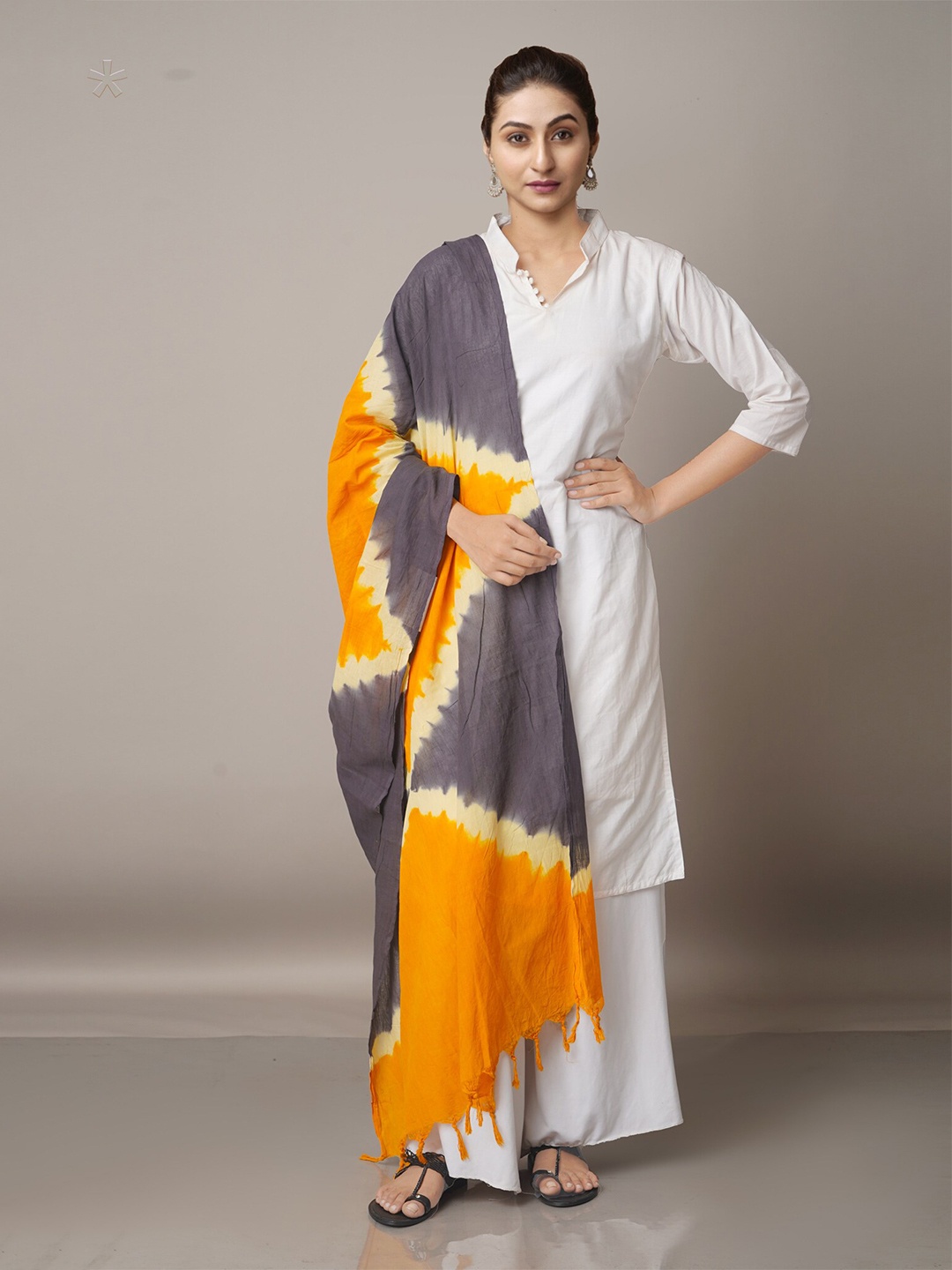 

Unnati Silks Printed Pure Cotton Dupatta, Grey