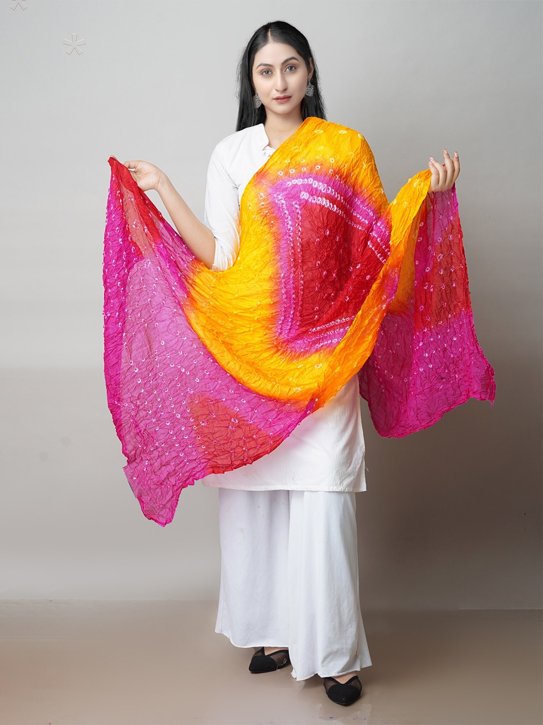 

Unnati Silks Tie and Dye Dupatta, Pink