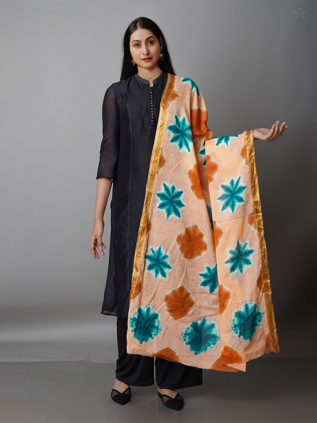 

Unnati Silks Printed Pure Cotton Dupatta, Orange