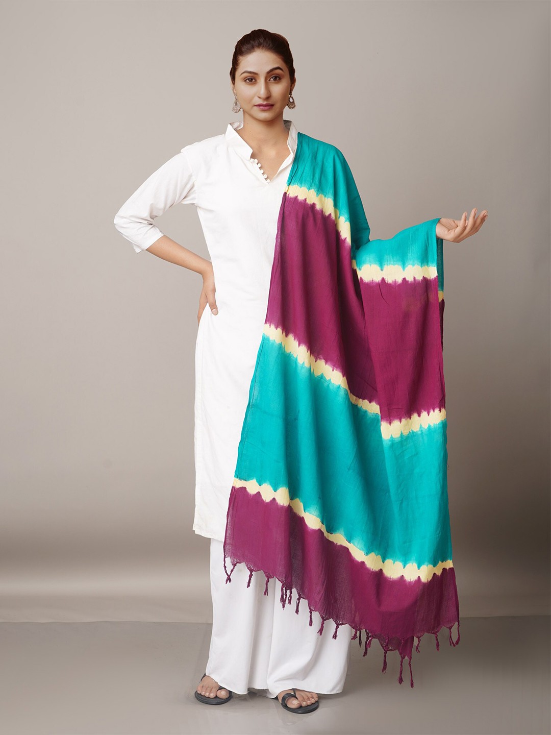 

Unnati Silks Tie And Dye Pure Cotton Dupatta, Purple
