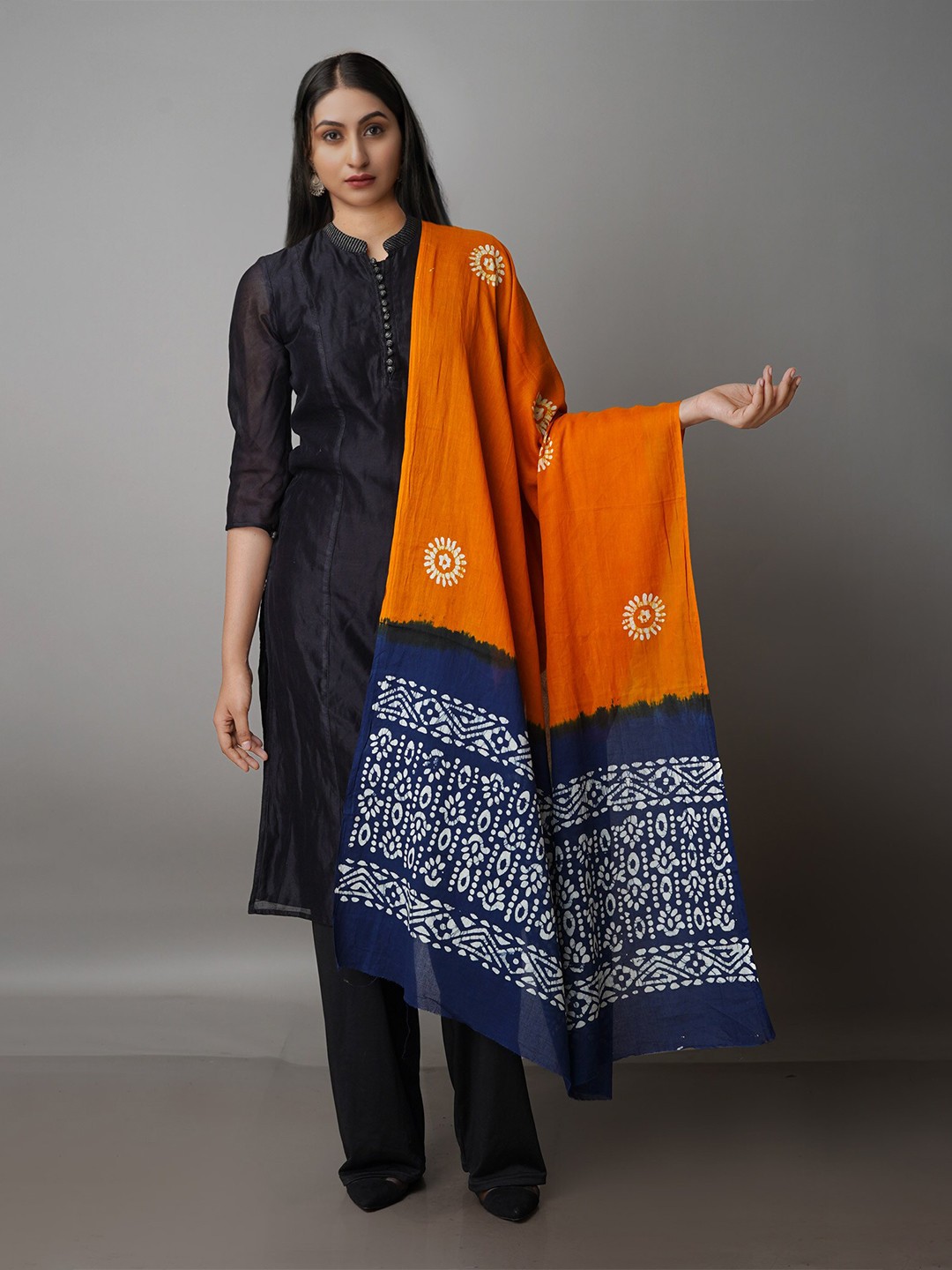

Unnati Silks Ethnic Motifs Printed Pure Cotton Batik Dupatta, Yellow