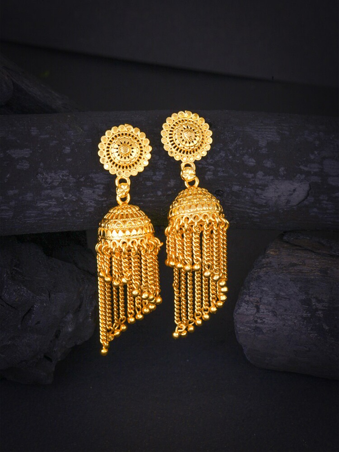 

MEENAZ Gold-Plated Dome Shaped Jhumkas