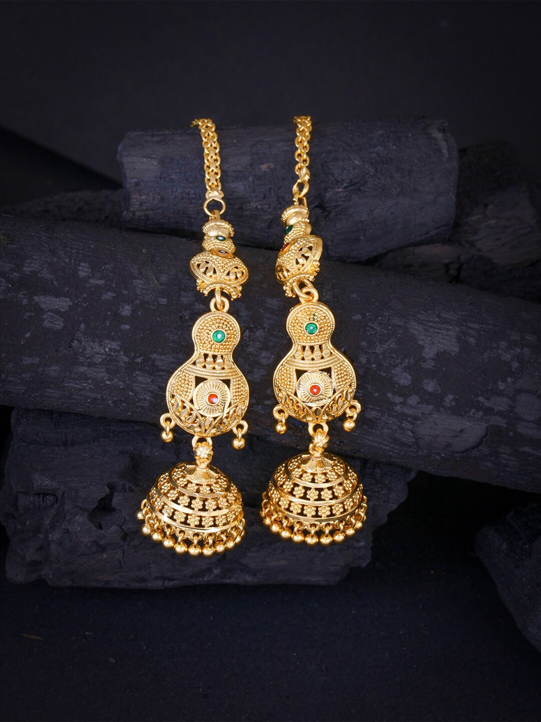 

MEENAZ Gold-Plated Jhumkas Earrings