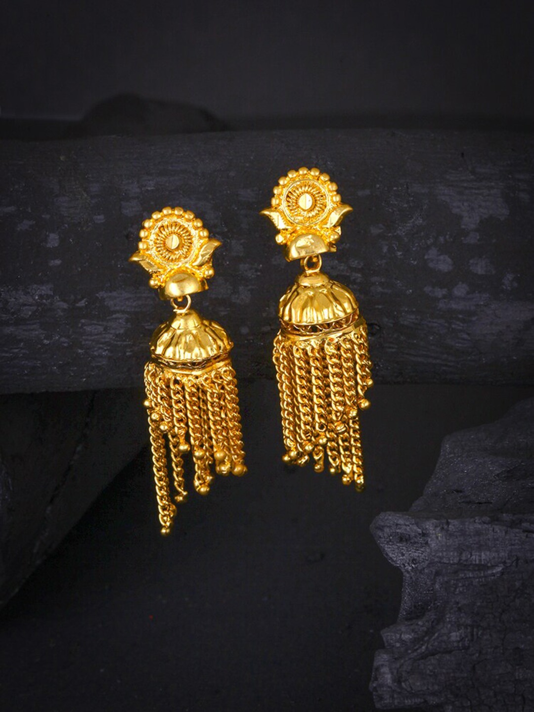 

MEENAZ Gold-Plated Dome Shaped Jhumkas