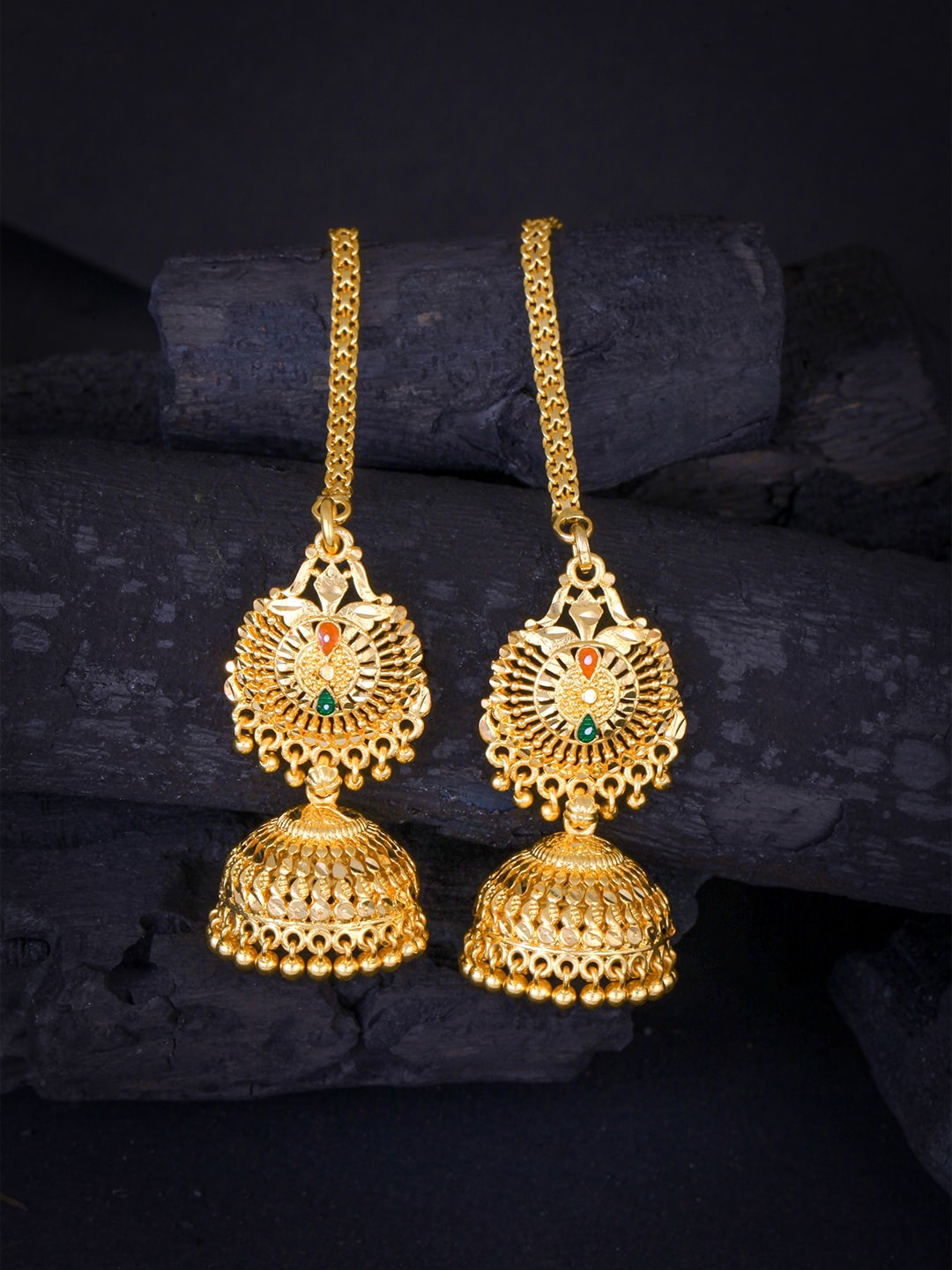 

MEENAZ Gold-Plated Dome Shaped Jhumkas