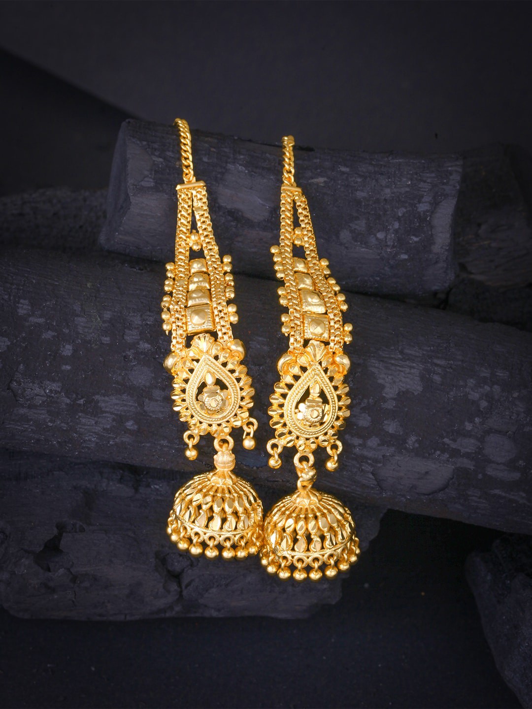 

MEENAZ Gold-Toned Peacock Shaped Jhumkas Earrings