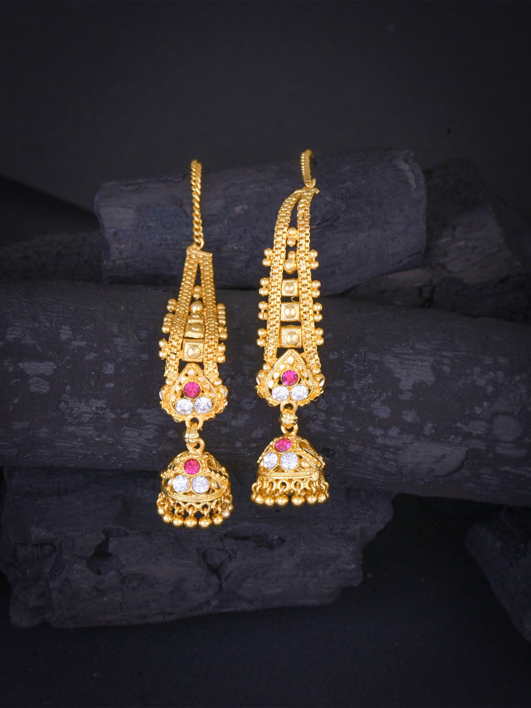 

MEENAZ Gold-Plated Dome Shaped Jhumkas