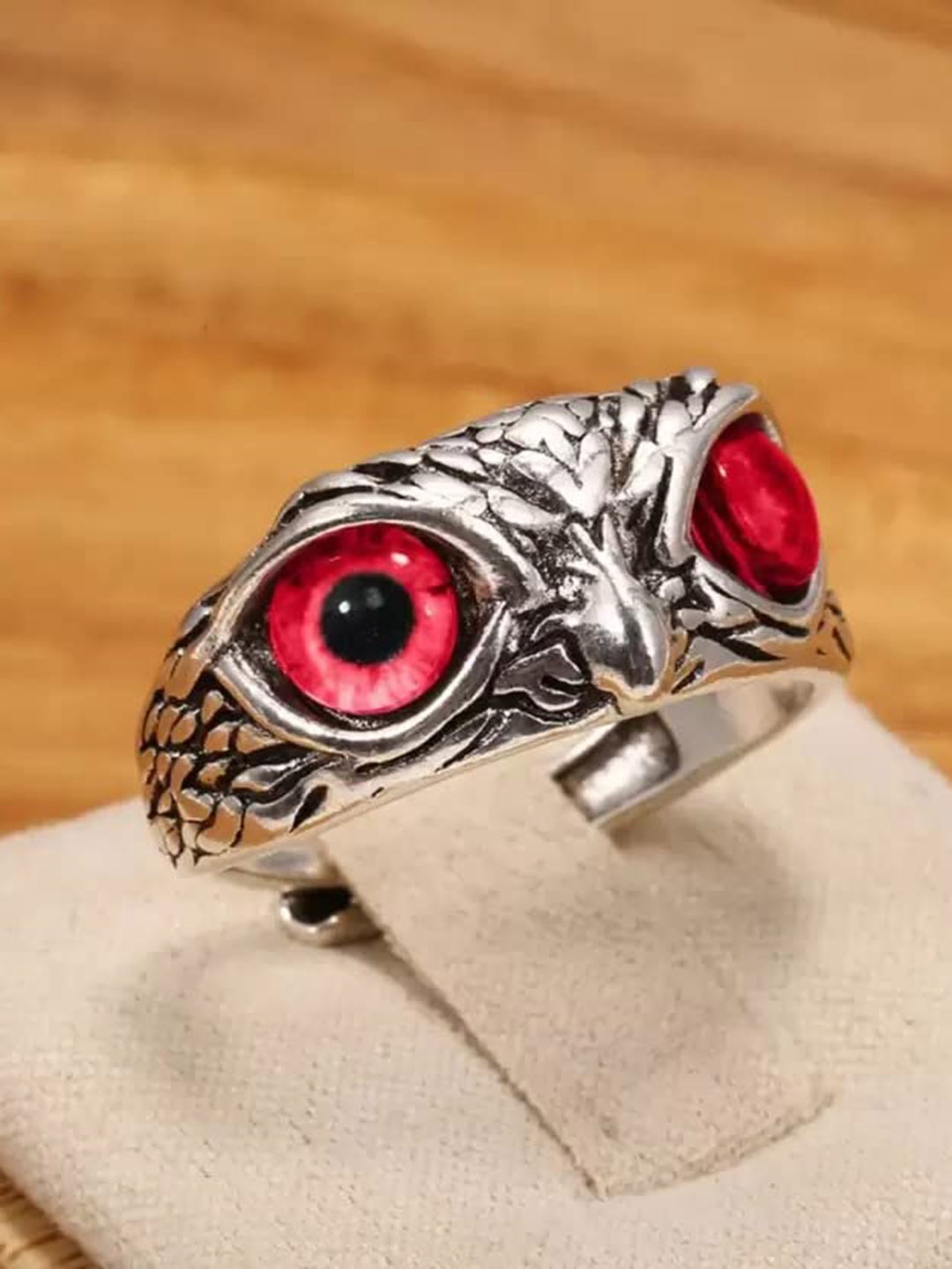 

MEENAZ Men Set Of 4 Silver Plated Owl Adjustable Finger Ring