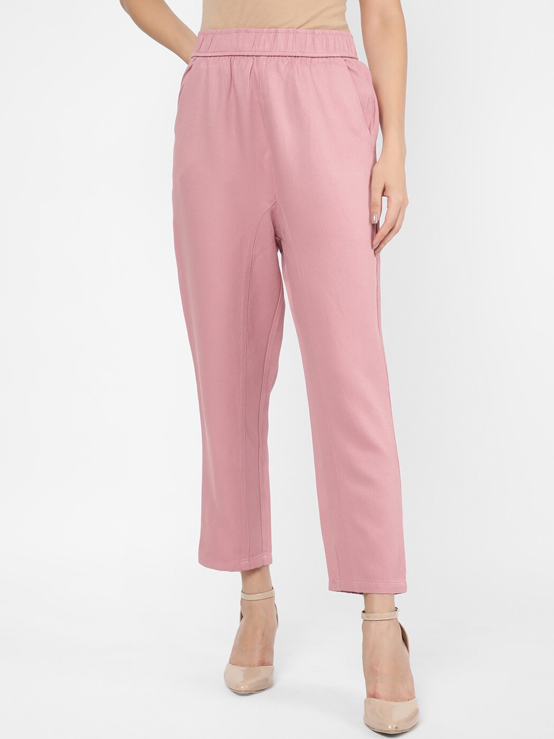 

R&B Women Mid-Rise Trousers, Pink