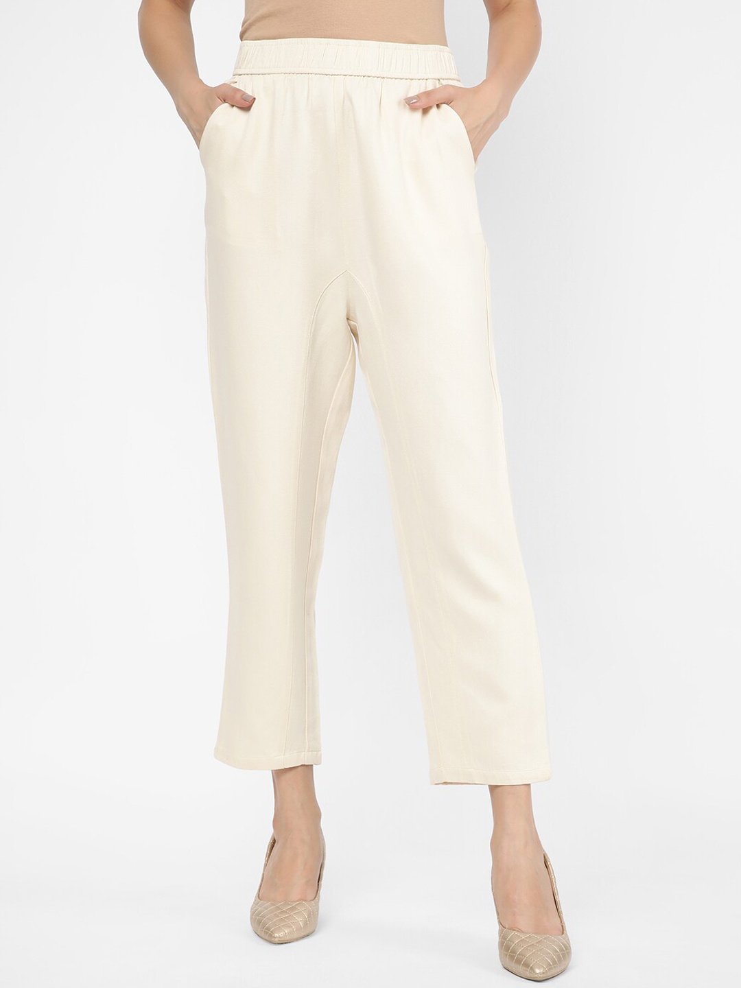

R&B Women Mid-Rise Trousers, Beige