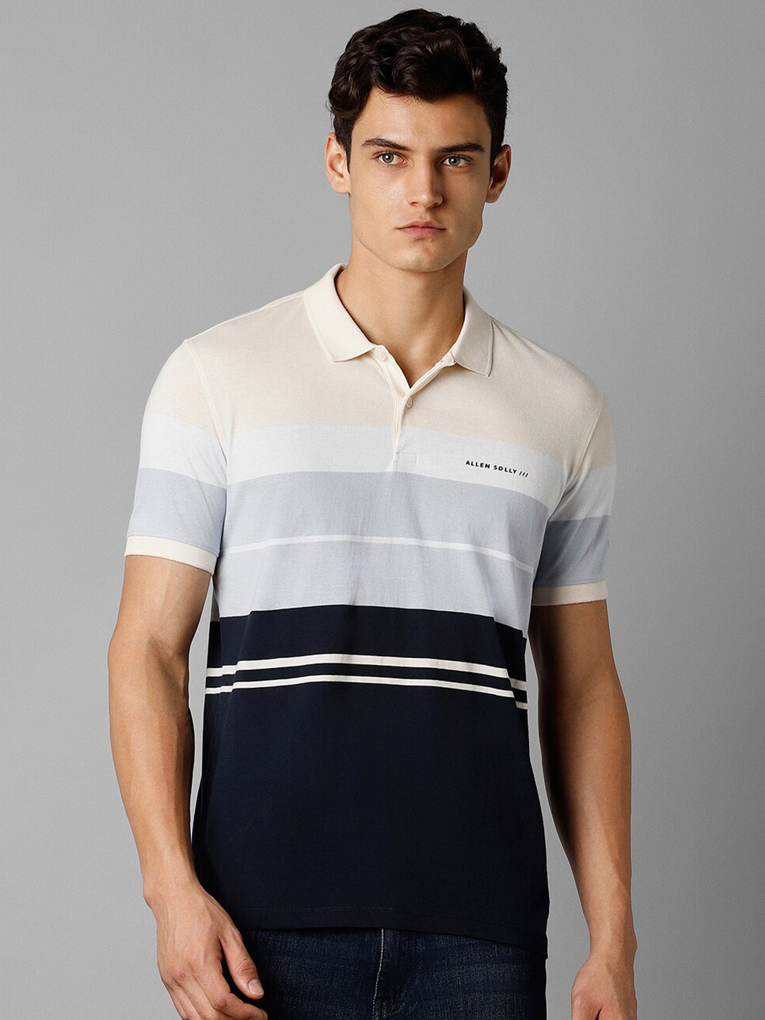 

Allen Solly Striped Polo Collar T-shirt, White