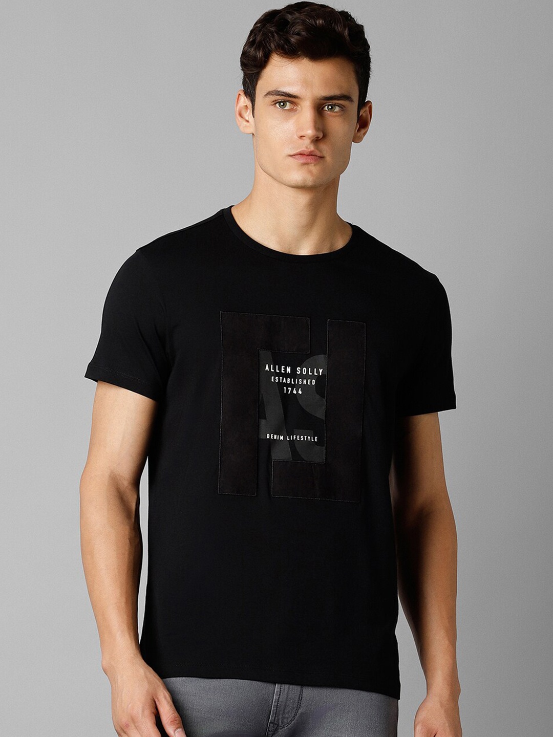 

Allen Solly Sport Typography Printed Slim Fit Pure Cotton T-shirt, Black