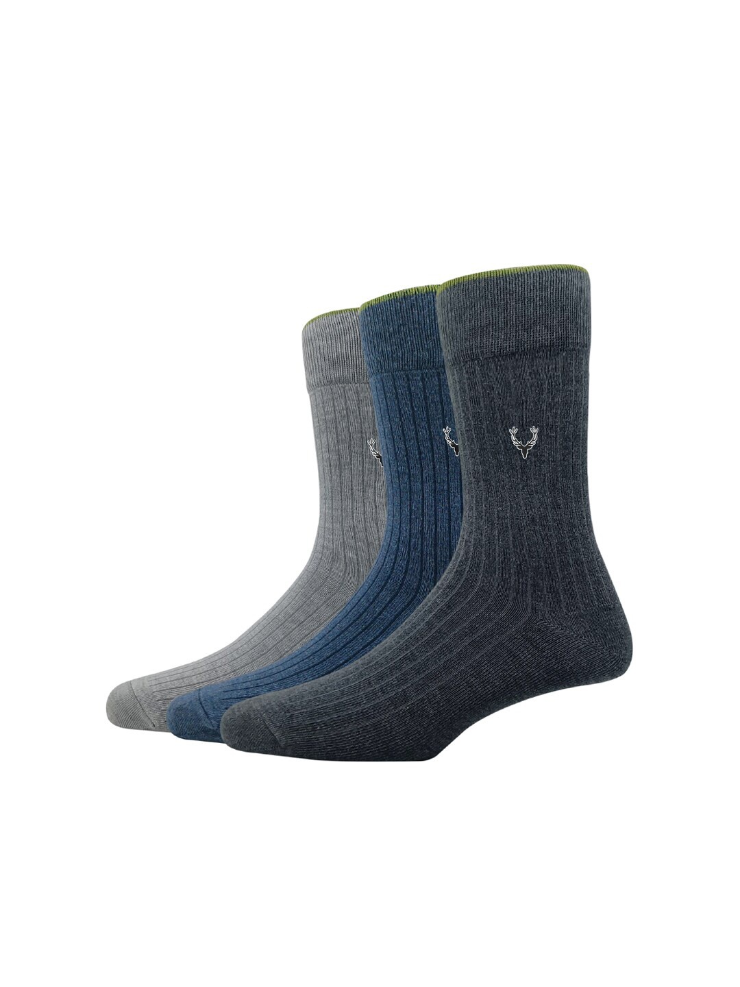 

Allen Solly Men Pack Of 3 Striped Calf-Length Socks, Grey melange