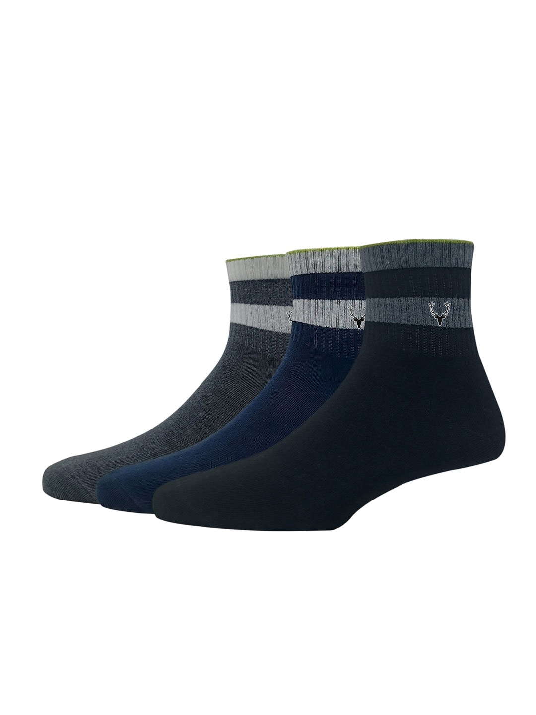 

Allen Solly Men Pack Of 3 Striped Above Ankle Length Socks, Black