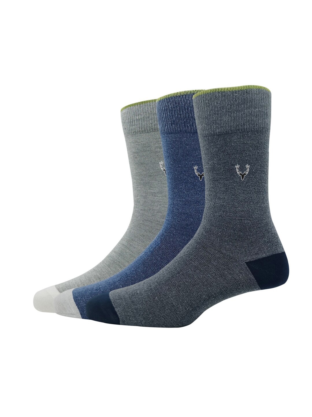 

Allen Solly Men Pack Of 3 Patterned Calf Length Socks, Grey melange
