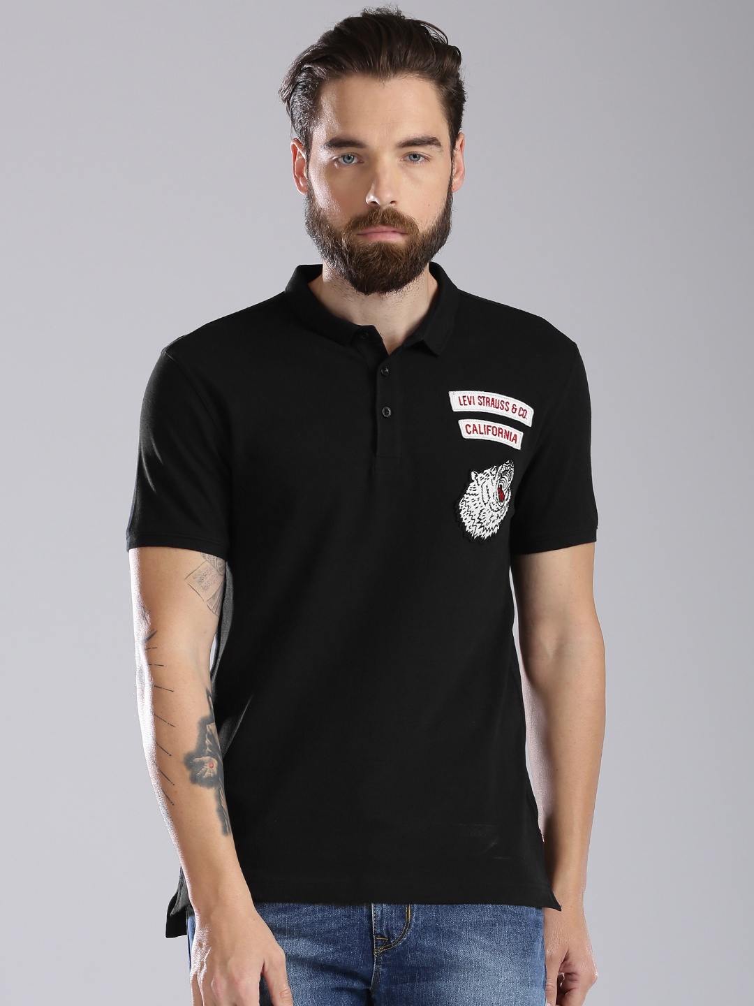 

Levis Men Black Solid Polo Collar T-shirt