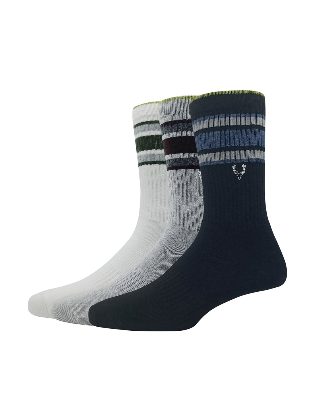 

Allen Solly Men Pack Of 3 Striped Calf-Length Socks, White