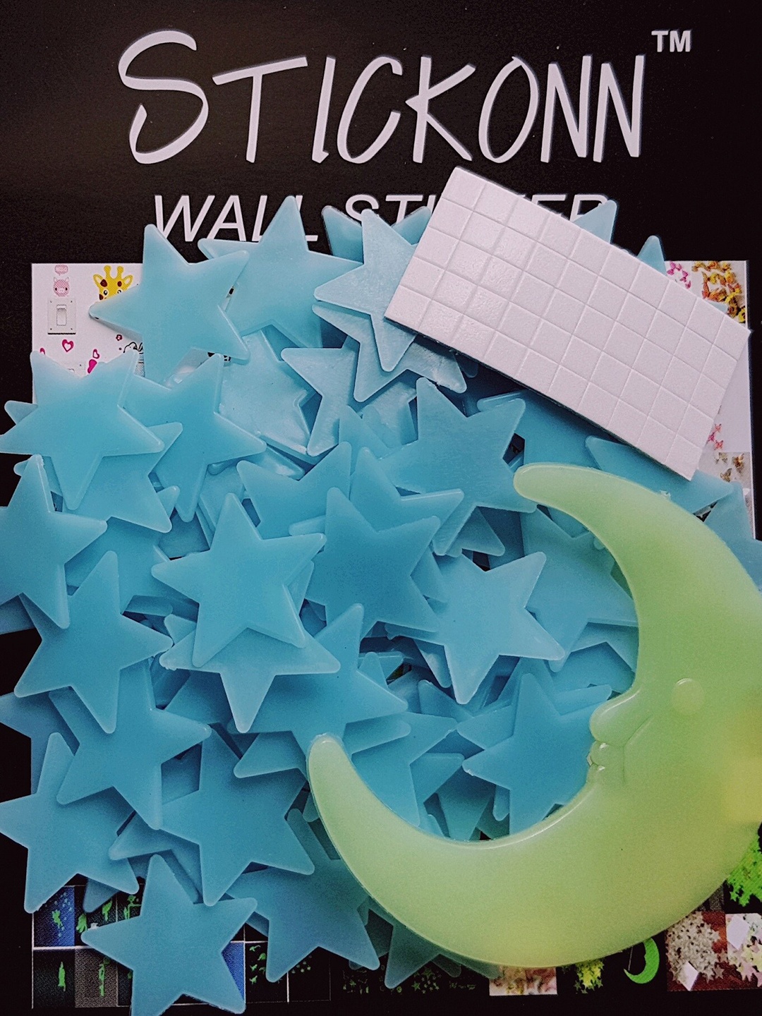 

JENNA Blue 76 Pieces Fluorescent Glow in The Dark Star Wall Stickers