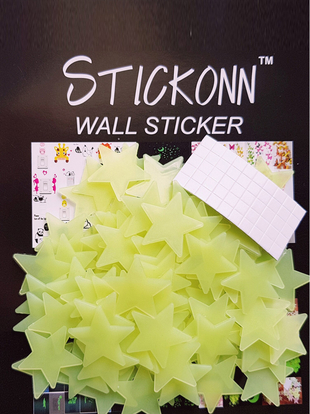 

JENNA Green 200 Pieces Fluorescent Glow in The Dark Star Wall Stickers