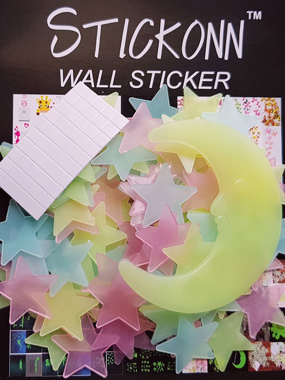 

JENNA Green 100 Pieces Fluorescent Glow In The Dark Stars & Moon Wall Stickers
