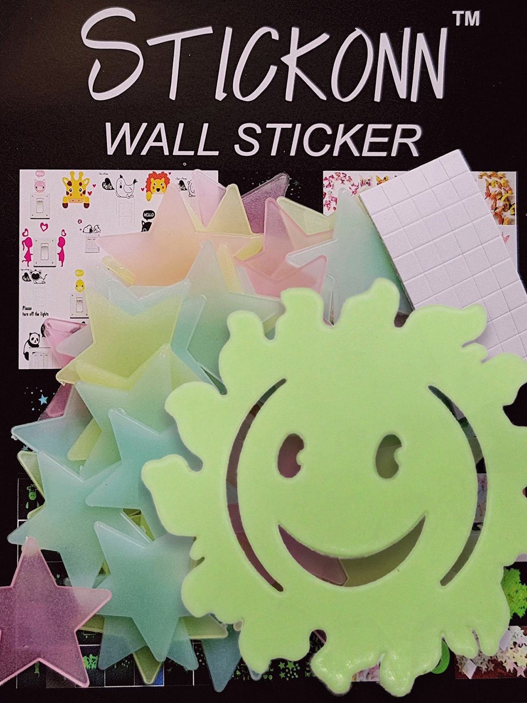 

JENNA Green 51 Pieces Fluorescent Glow in The Dark Star Wall Stickers