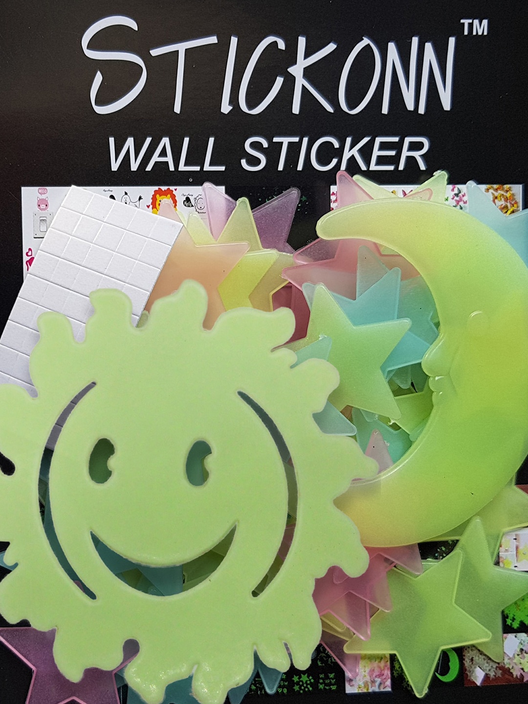 

JENNA Green 62 Pieces Fluorescent Glow in The Dark Star Wall Sticker
