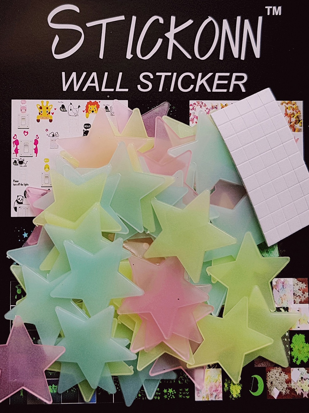

JENNA Blue & Yellow 50 Pieces Fluorescent Glow in The Dark Star Wall Stickers