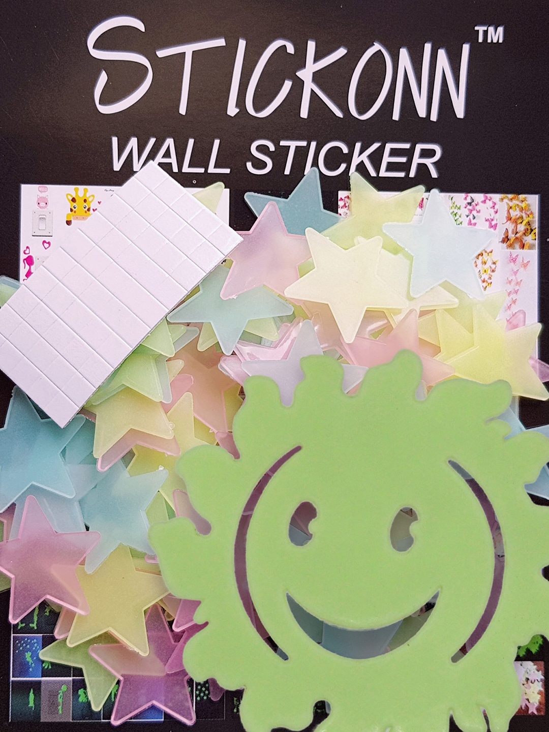 

JENNA 76 Pieces Fluorescent Glow in The Dark Star Wall Stickers, Fluorescent green