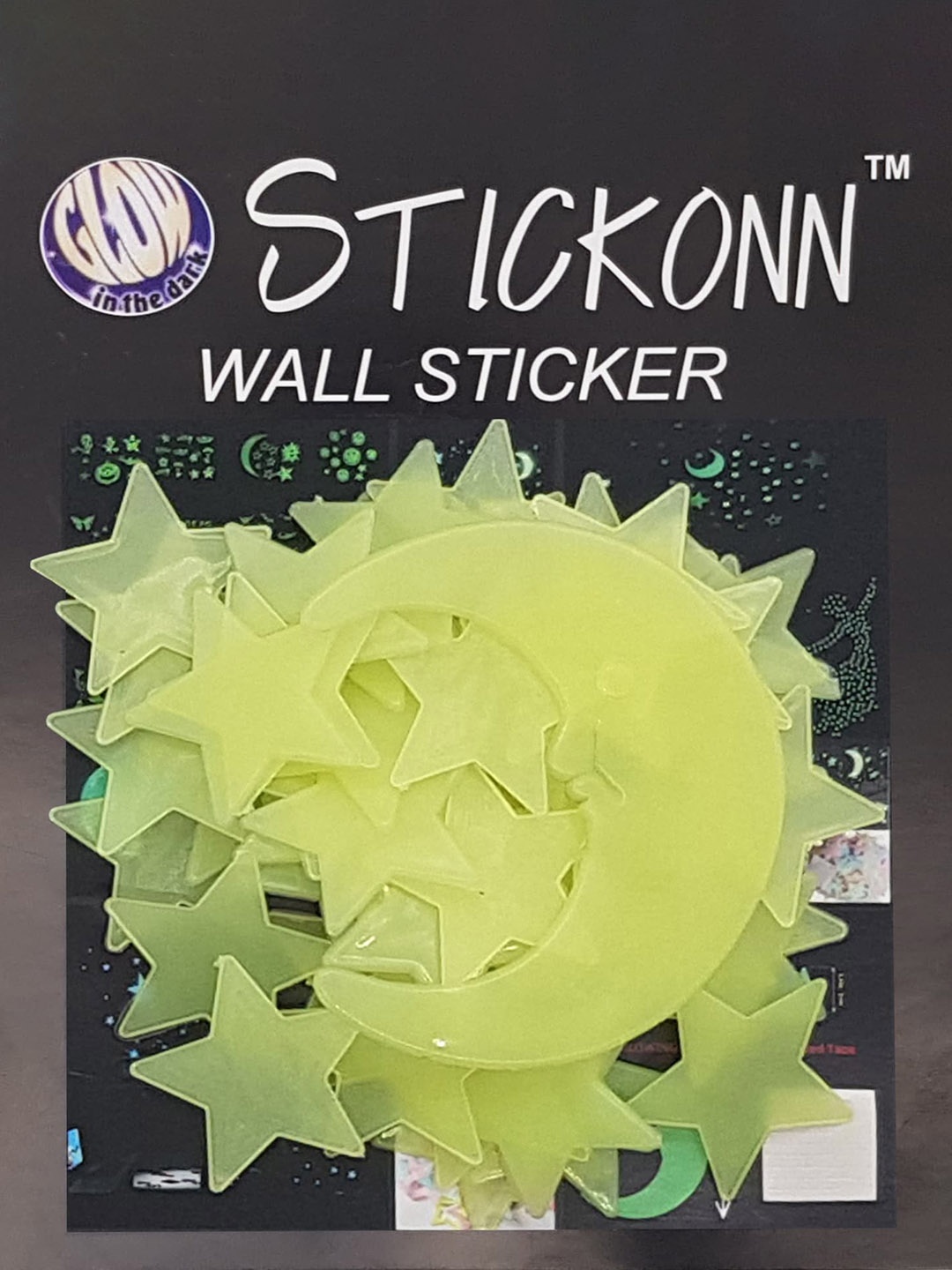 

JENNA 51 Pieces Green Fluorescent Glow in The Dark Star Wall Stickers, Fluorescent green