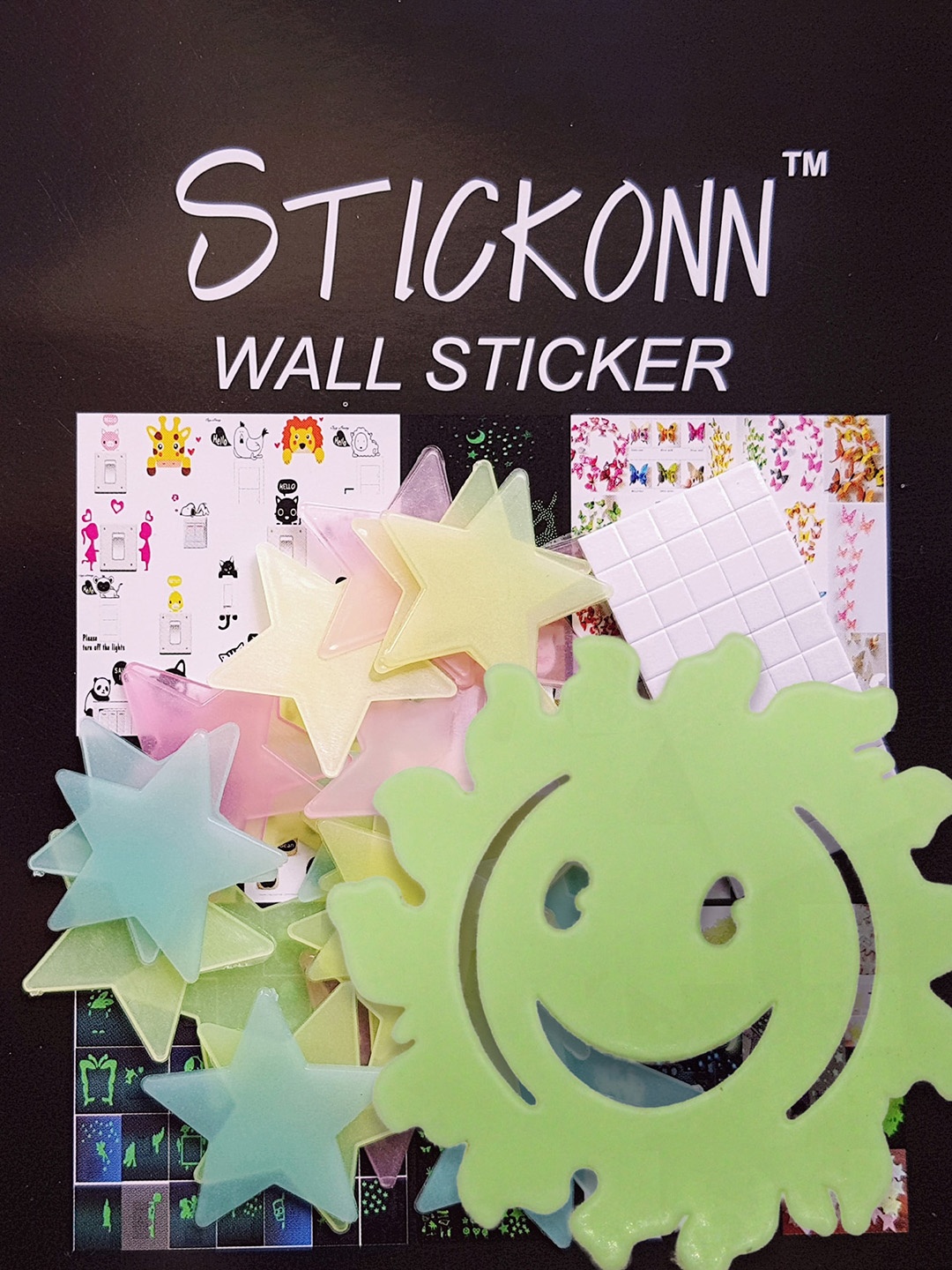 

JENNA Green 31 Pieces Fluorescent Glow in The Dark Star Wall Stickers