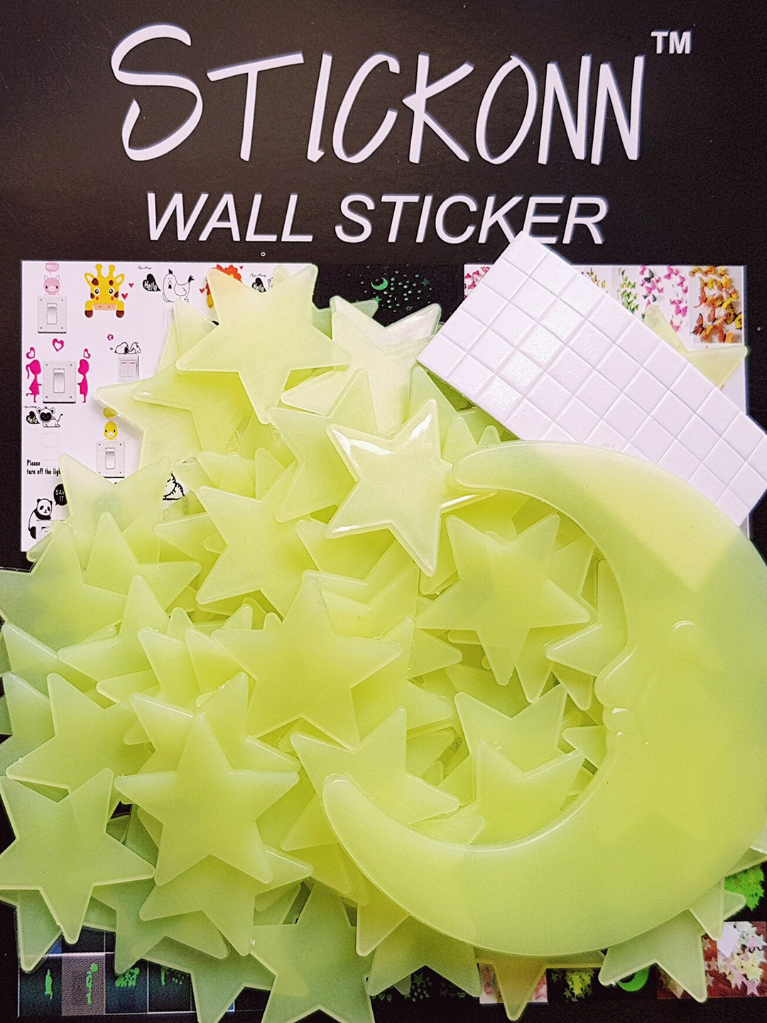 

JENNA Green 200 Pieces Fluorescent Glow In The Dark Stars & Moon Wall Stickers