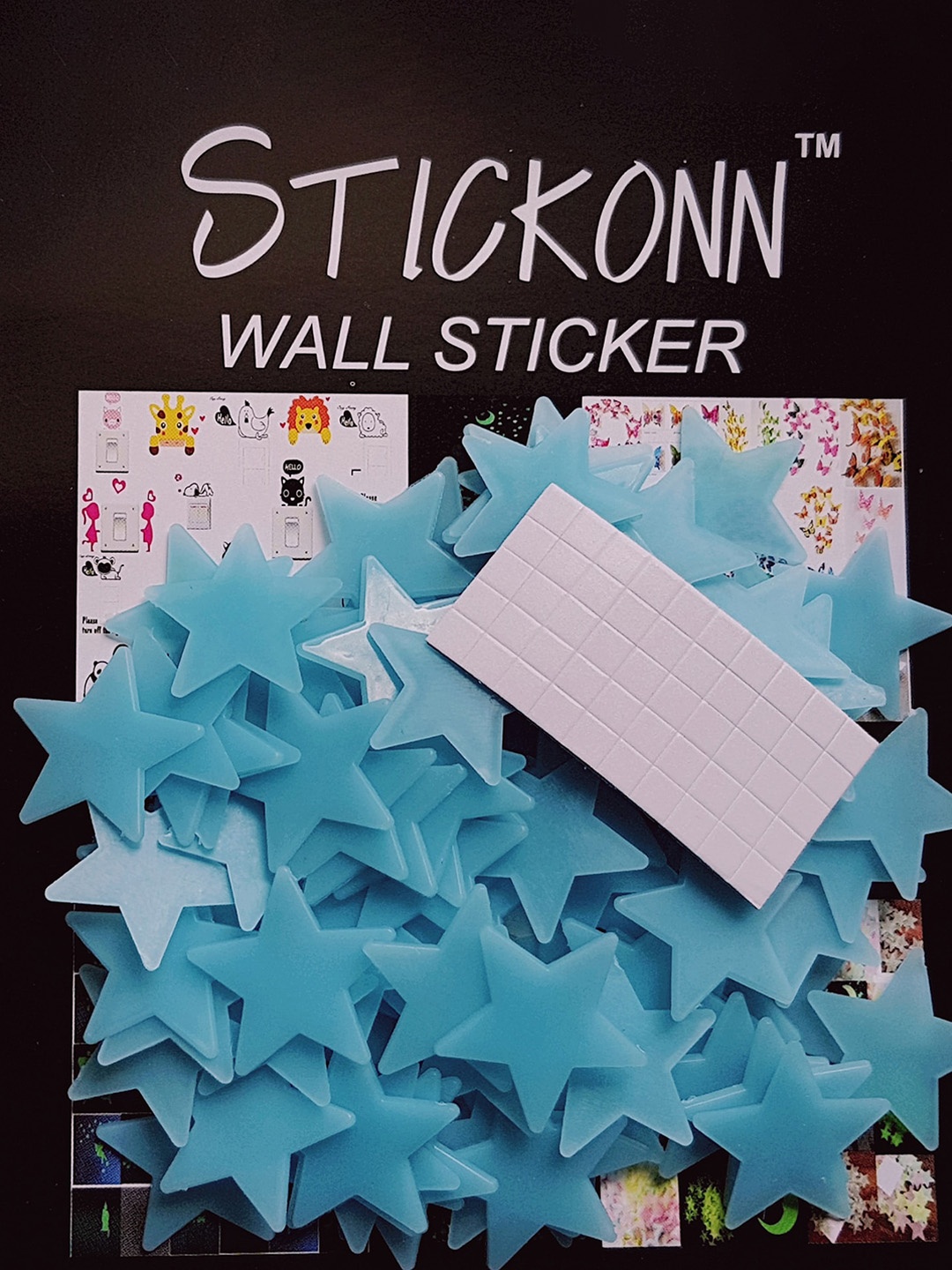 

JENNA Blue 75 Pieces Fluorescent Glow In The Dark Stars Wall Stickers