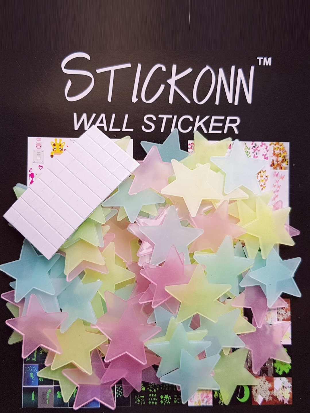 

JENNA 100 Pieces Fluorescent Glow in The Dark Star Wall Sticker, Green