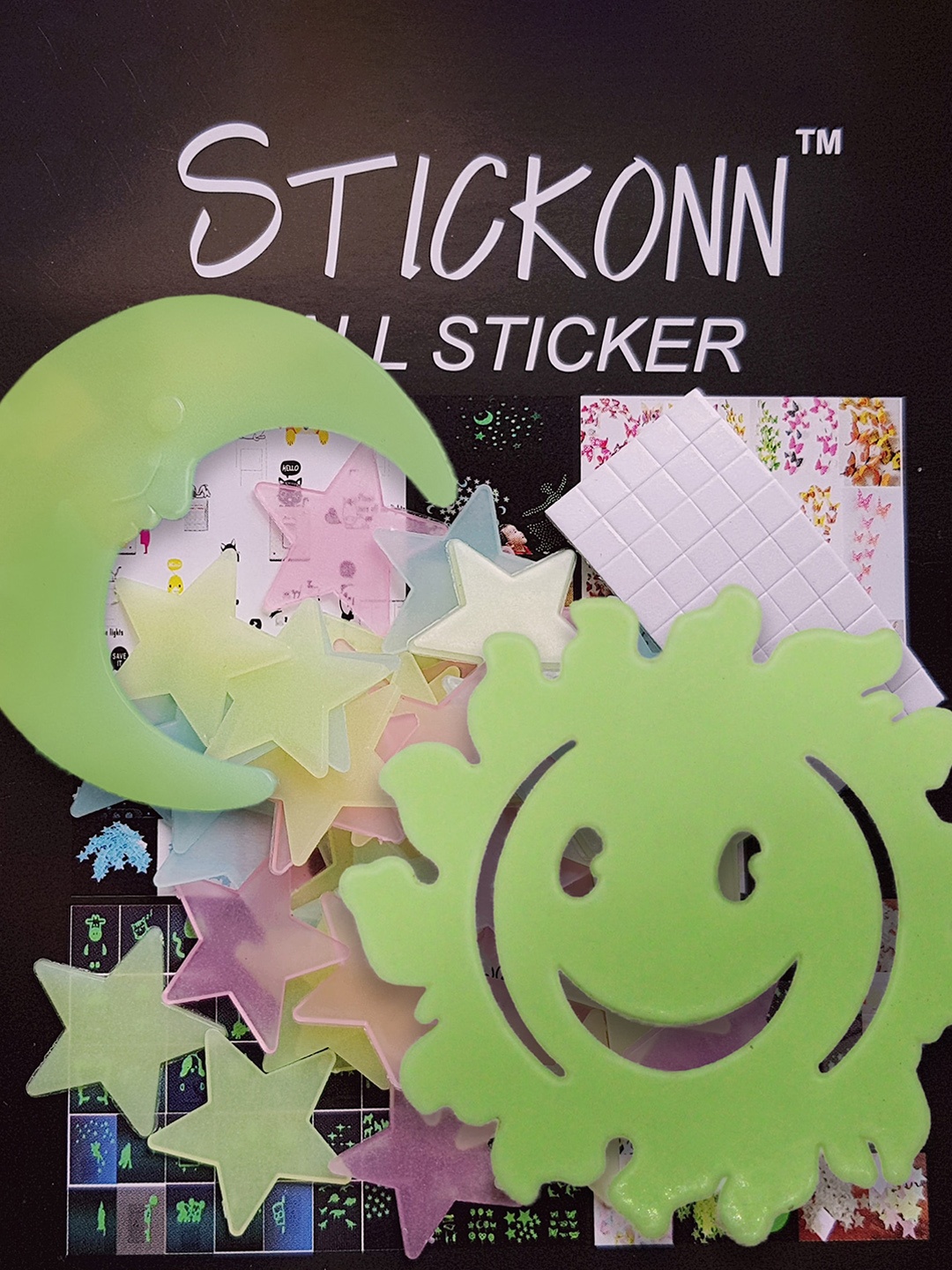 

JENNA 52 Pieces Fluorescent Glow in The Dark Star Wall Stickers, Fluorescent green